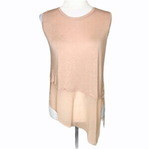 BCBG blush pink assymetrical sleeveless blouse